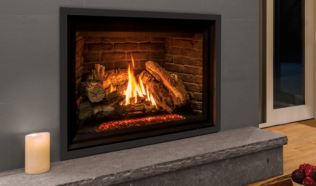 G50-5 Propane fireplace with white mantel