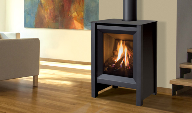 S20-1 Propane fireplace surrounded by brick