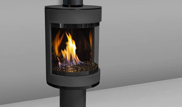 S50-10 Propane fireplace with white mantel